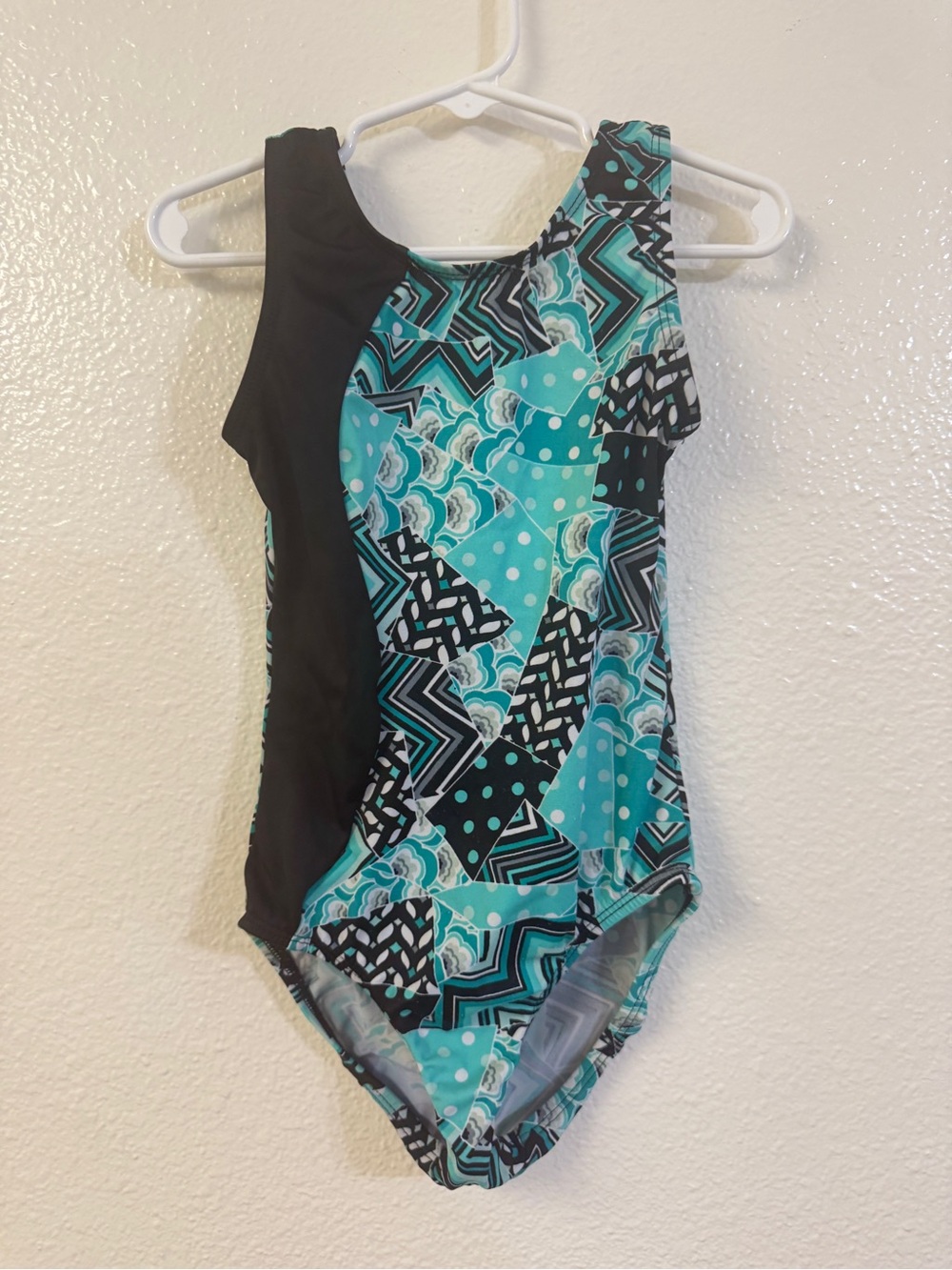 Girls Turquoise & Black Patterned One-Piece Bodysuit